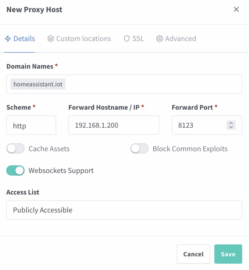 Nginx Proxy Manager Добавление прокси хоста