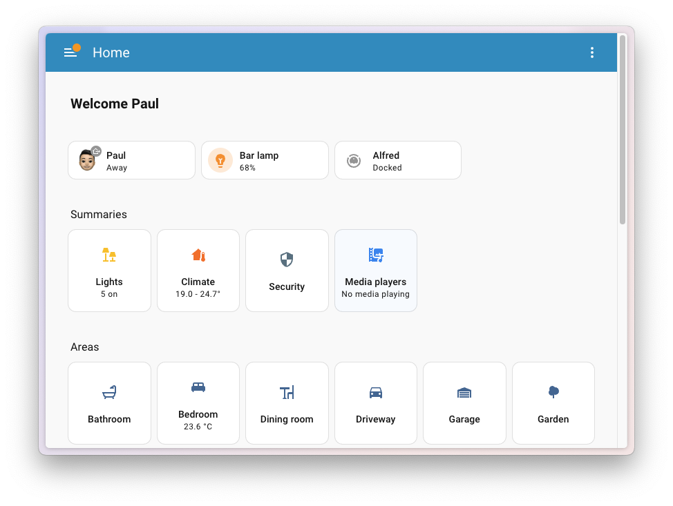 Home dashboard