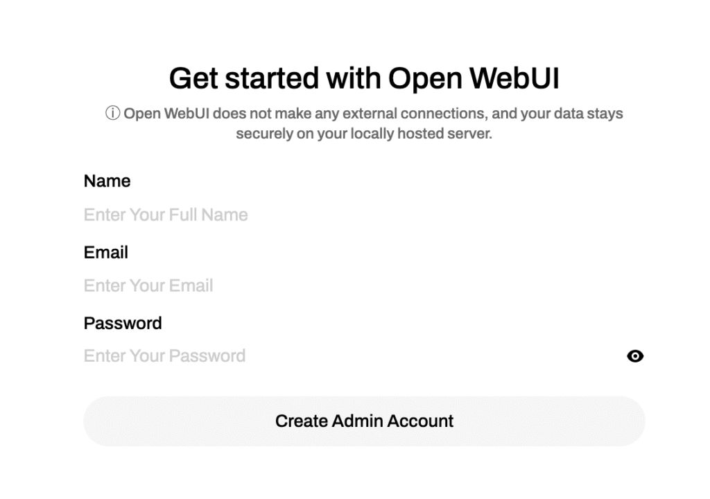 Создание аккаунта в Open WebUI