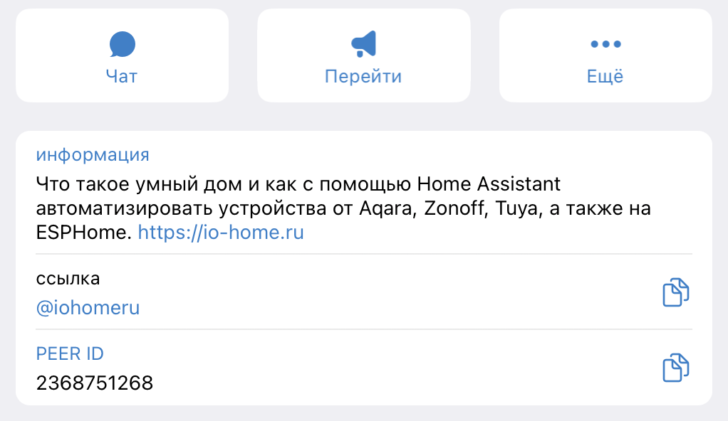 Информация о чате в Telegram
